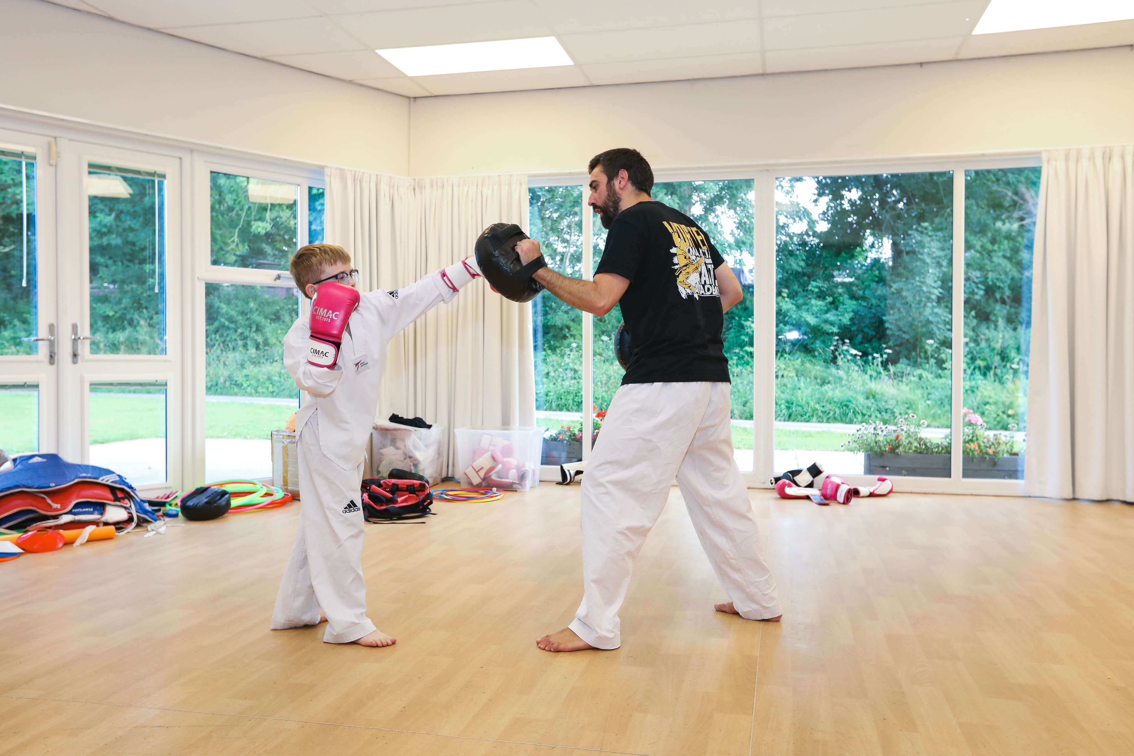A child stepping up from Dragons trains at Vortex Martial Arts Academy in Lancaster