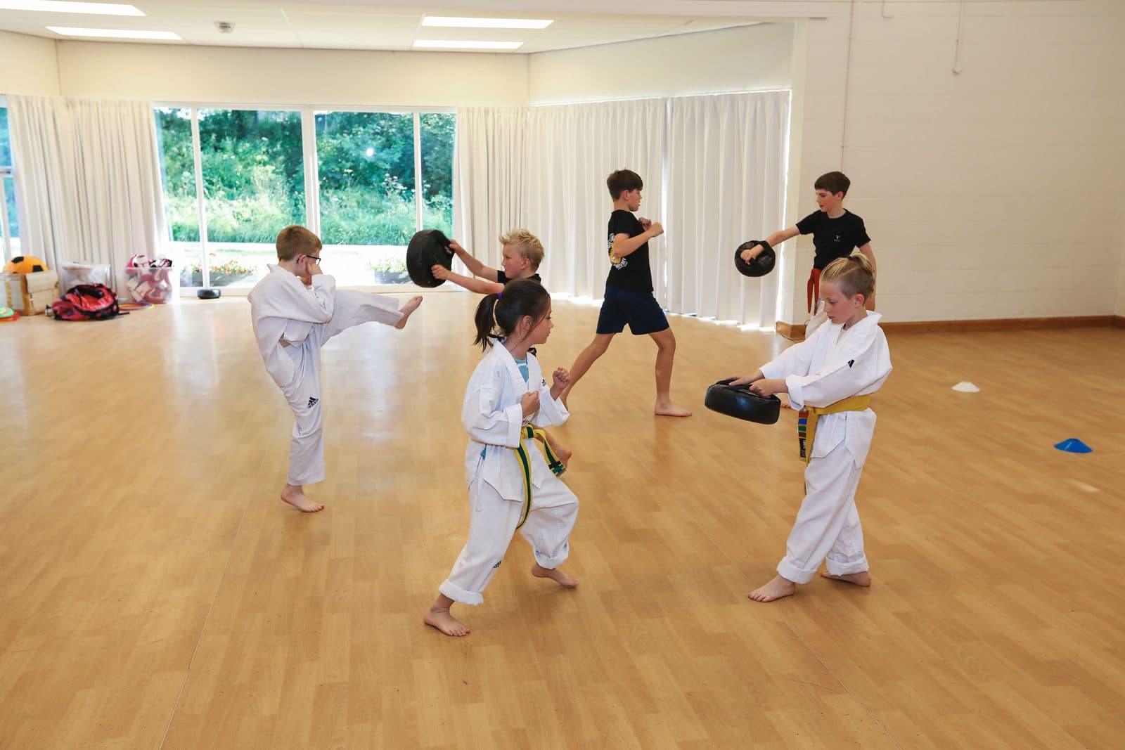 Children aged 7 and above in a structured Cadets martial arts class at Vortex Martial Arts Academy, Lancaster