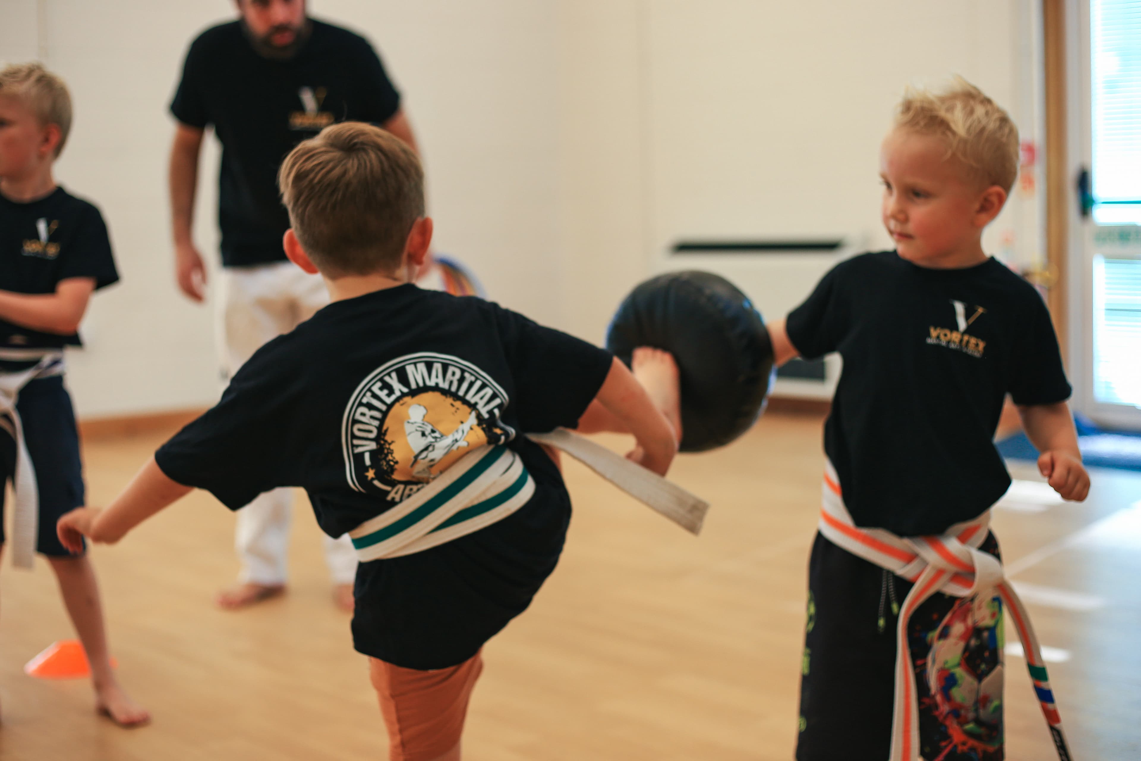 Kids taekwondo class at Vortex Martial Arts Academy in Lancaster